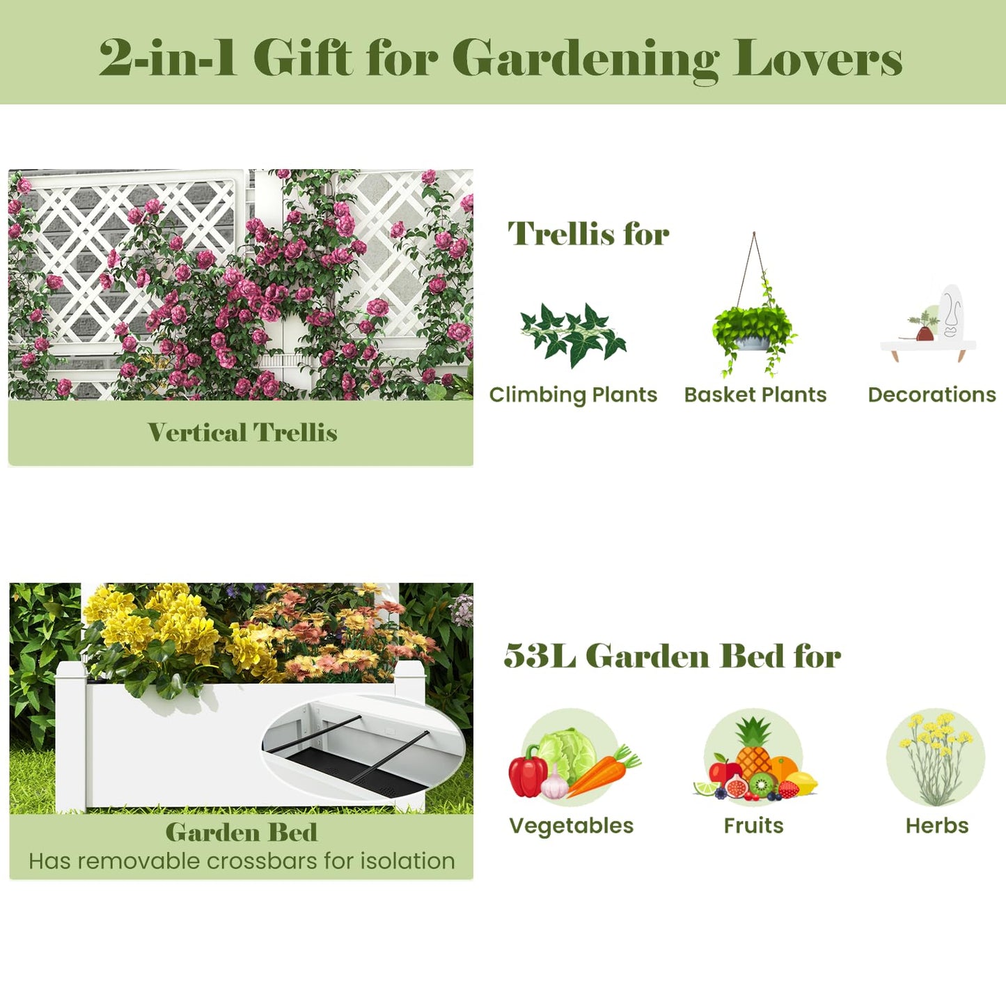 GiantexUK Garden Planter with Adjustable Trellis