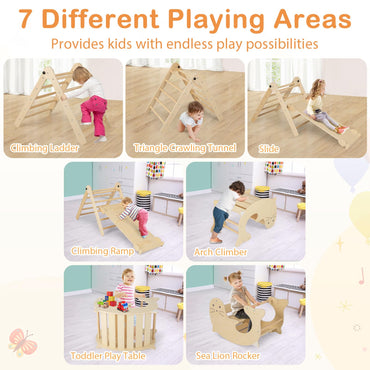 7 in 1 Indoor Wooden Foldable Climbing Toys for Toddlers