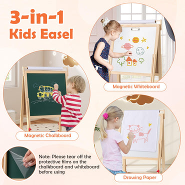 Double sided Height Adjustable Wooden Art Easel for 3 to 10 Yeas Old
