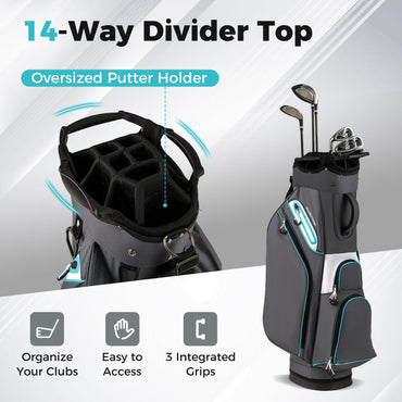 Giantex Golf Cart Bag Golf Trolley Bag with 14 Way Dividers Cooler Pocket Adjustable Shoulder Strap Rain Hood