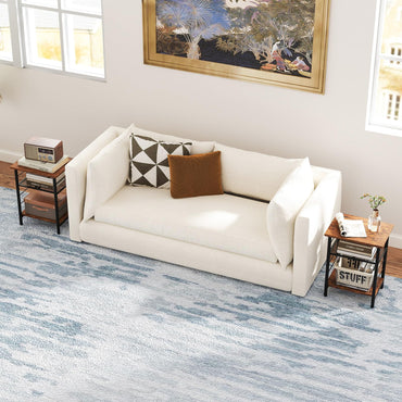 3 Tier Side Table with Height Adjustable Metal Mesh Shelf