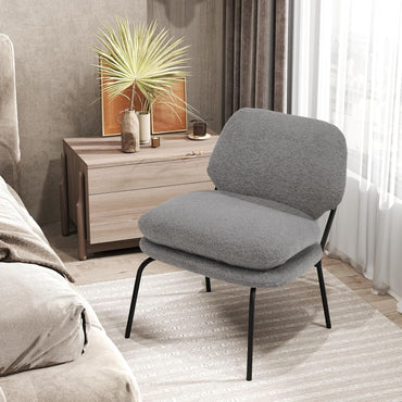 Armless Accent Chair Teddy Fleece Fabric Upholstered Leisure Chair