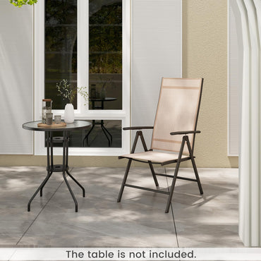 Patio Folding Dining Chairs Outdoor Sling Chairs with 7-Level Adjustable High Backrest