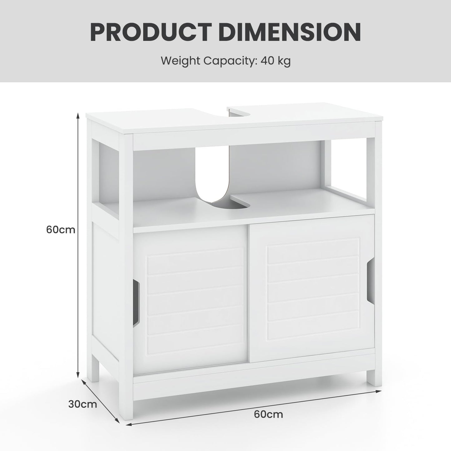 Bathroom Sink Cupboard Under Sink Vanity Cabinet with Sliding Doors