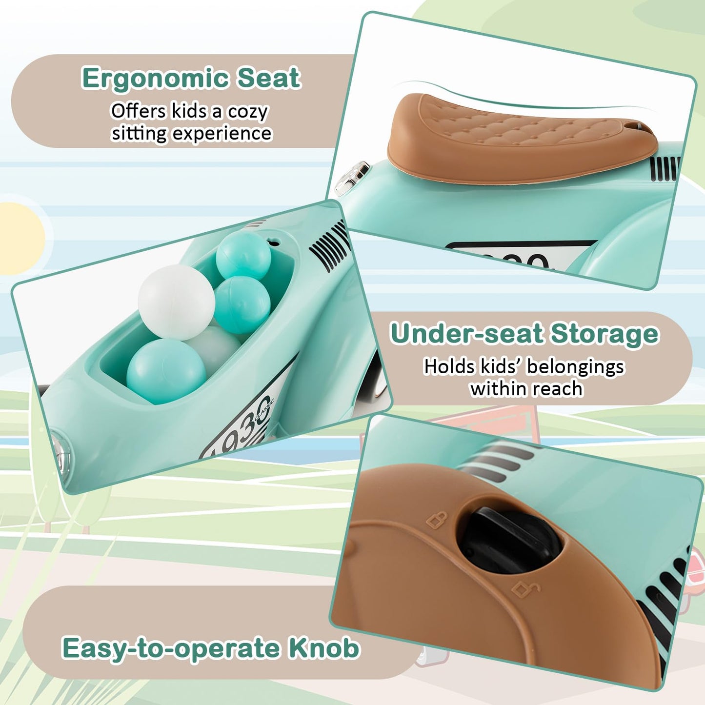 Toddler Foot to Floor Sliding Walker with Under seat Storage