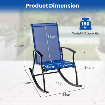 2 Pieces Outdoor Rocking Chairs with Breathable Backrest