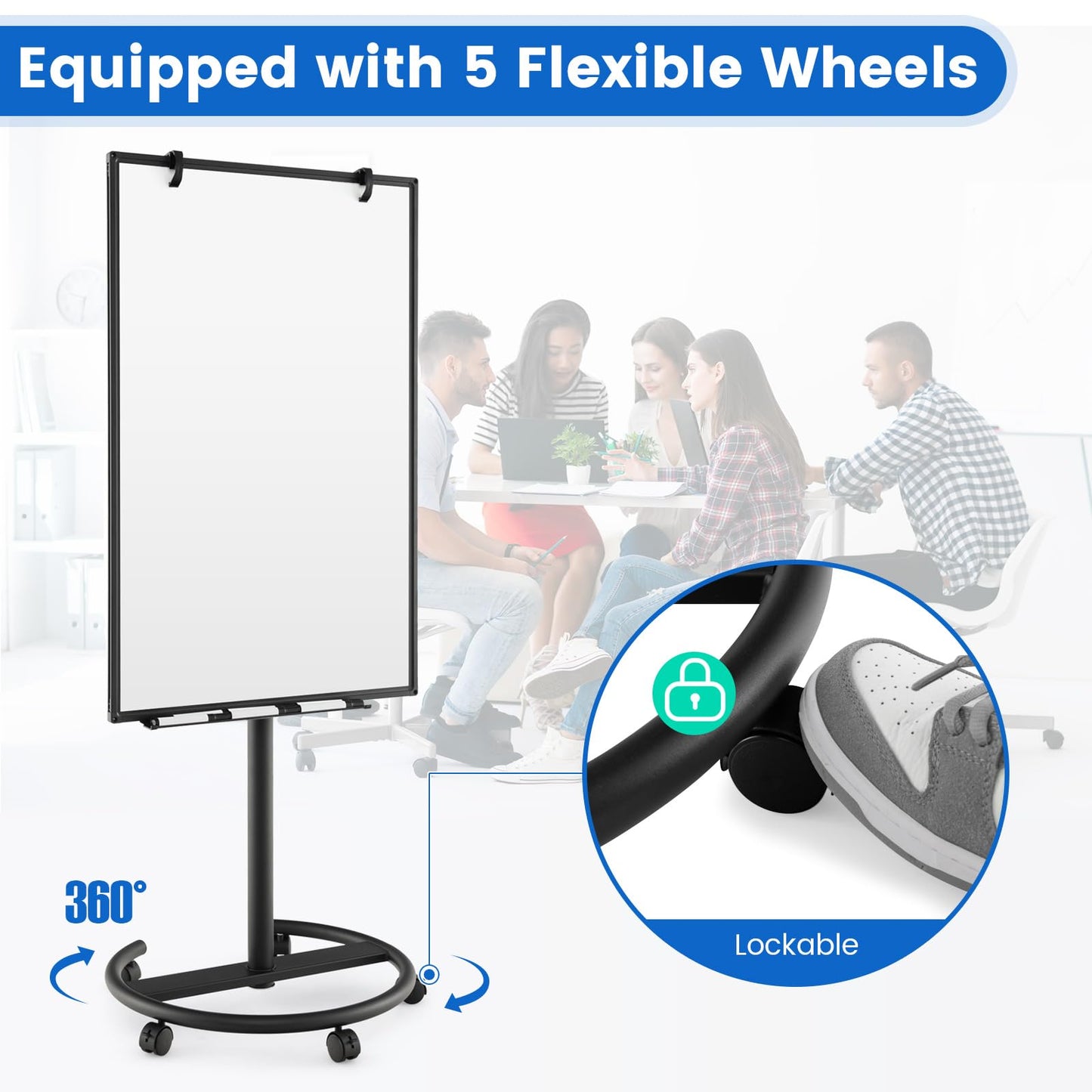 100x65cm Height Adjustable Dry Erase Board with Stand