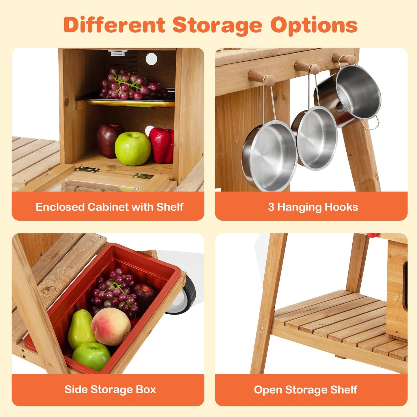 Outdoor Wooden Mud Kitchen for Kids Toddlers