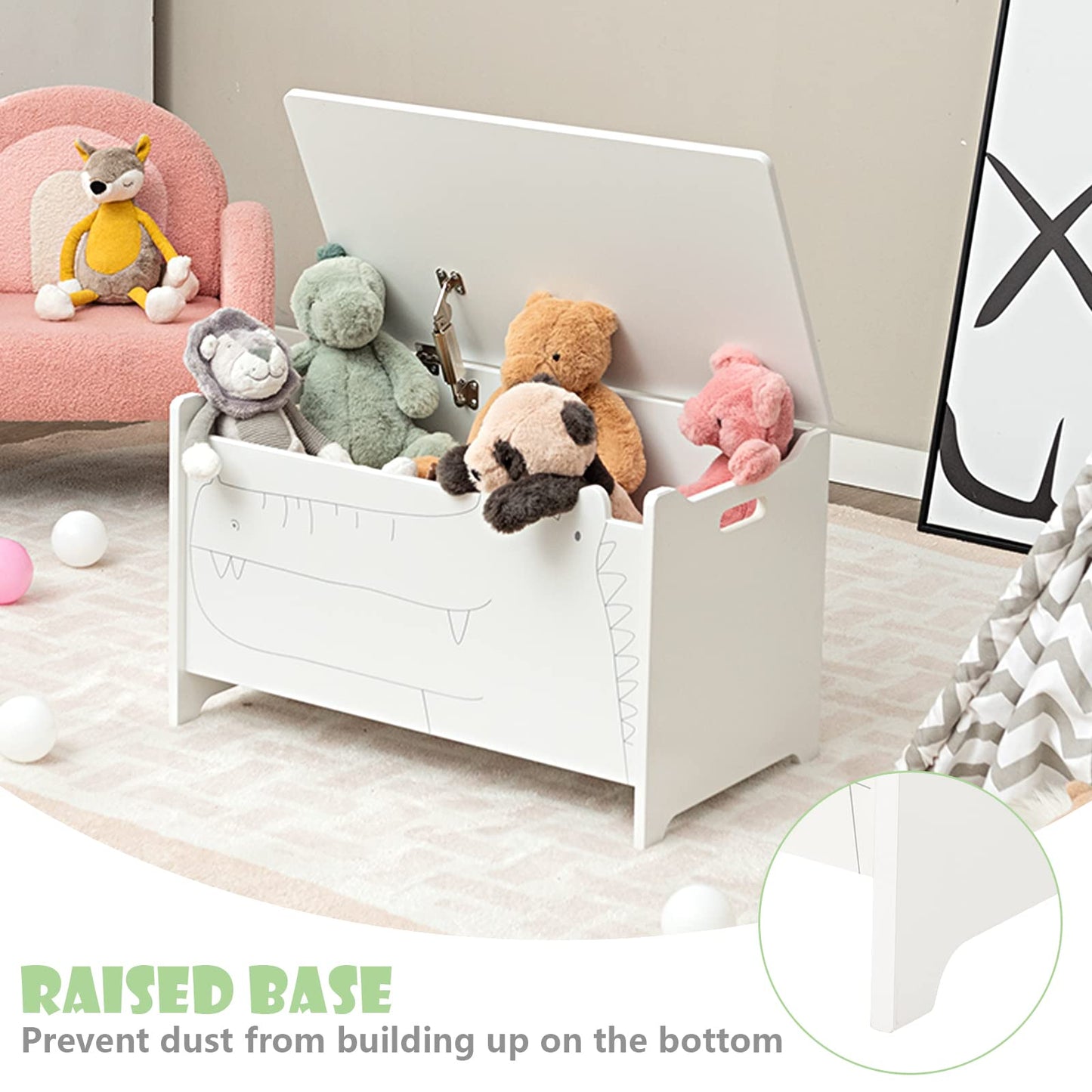 Kids Bench and Storage Chest with Safety Hinged Lid