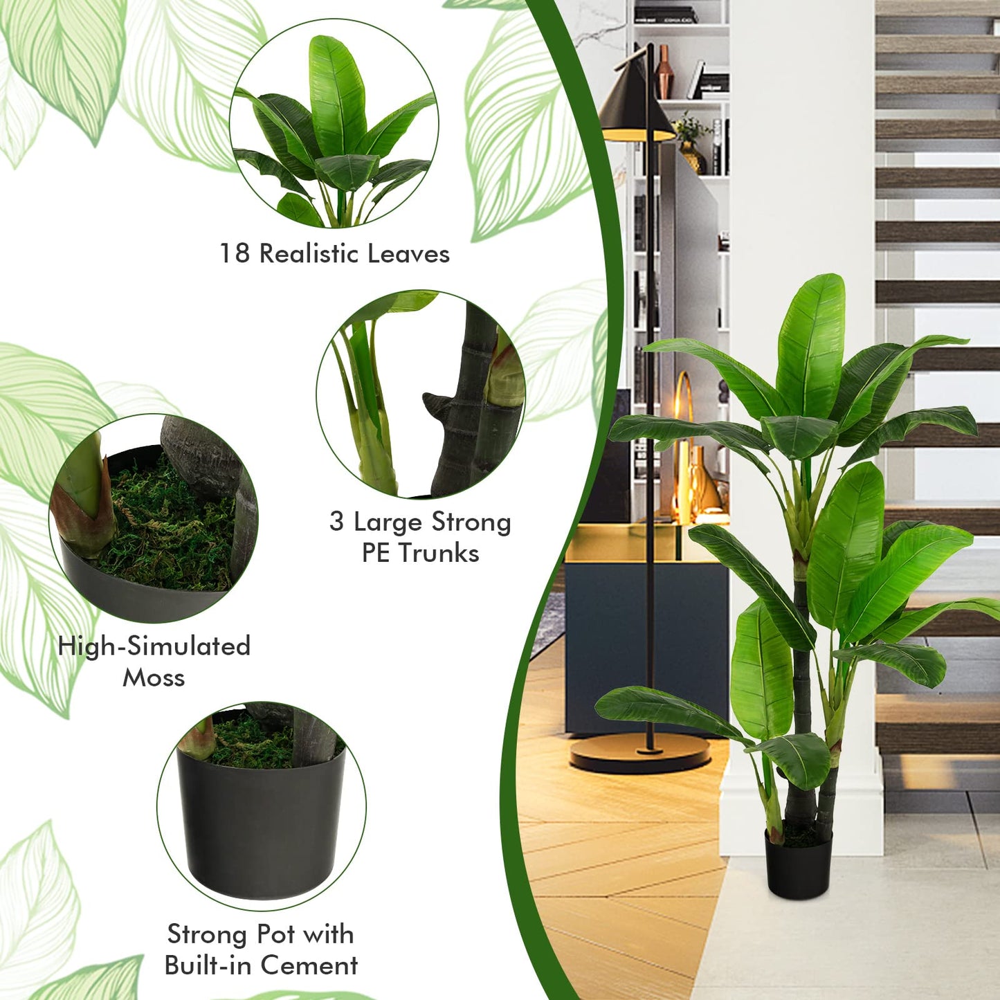 150cm Artificial Bird of Paradise Tree with Pot