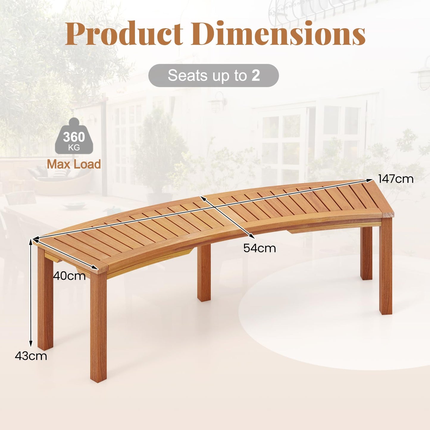 Curved Fire Pit Bench with Slatted Seat and Painted Surface