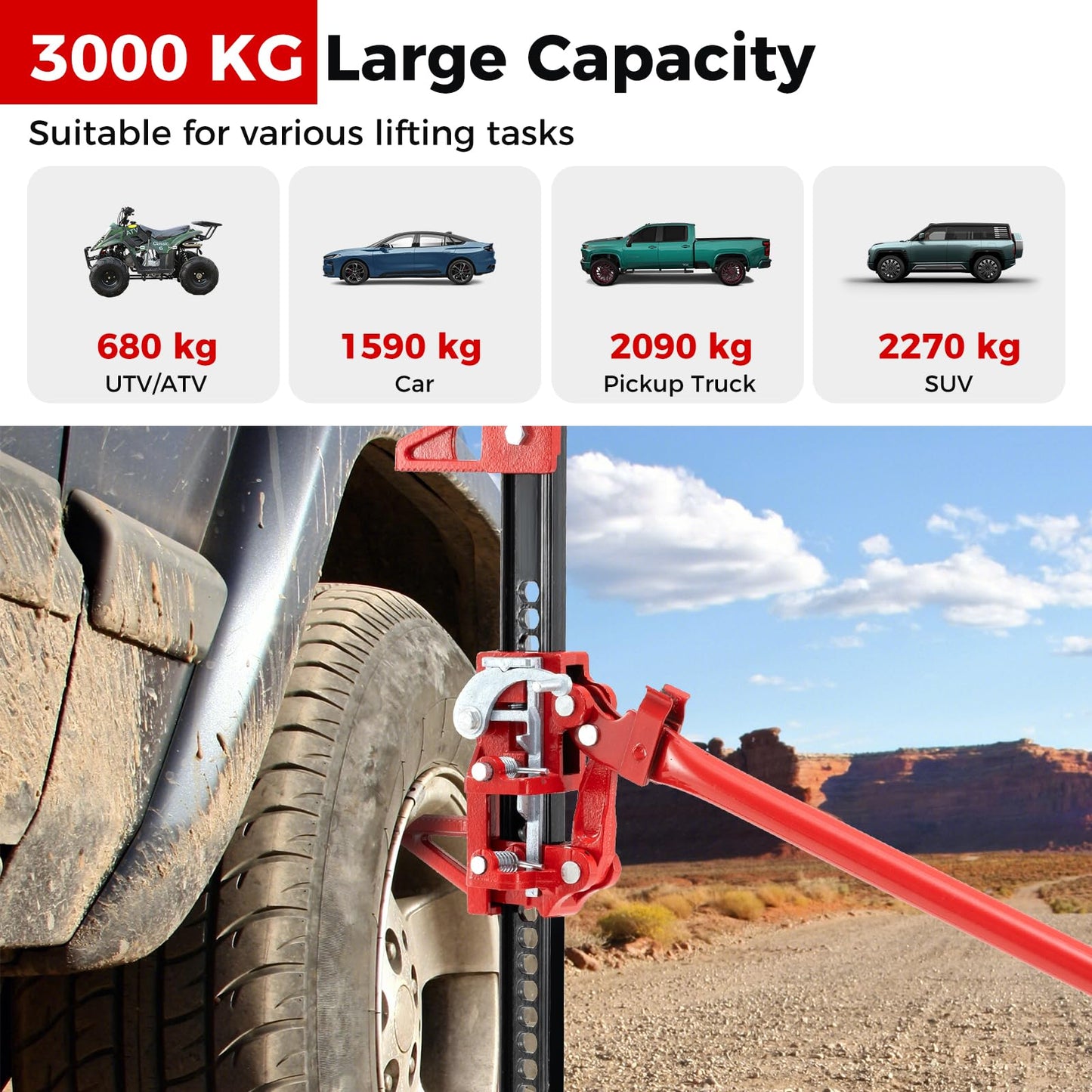 112 cm 3000 kg Capacity Farm Jack for Car Truck