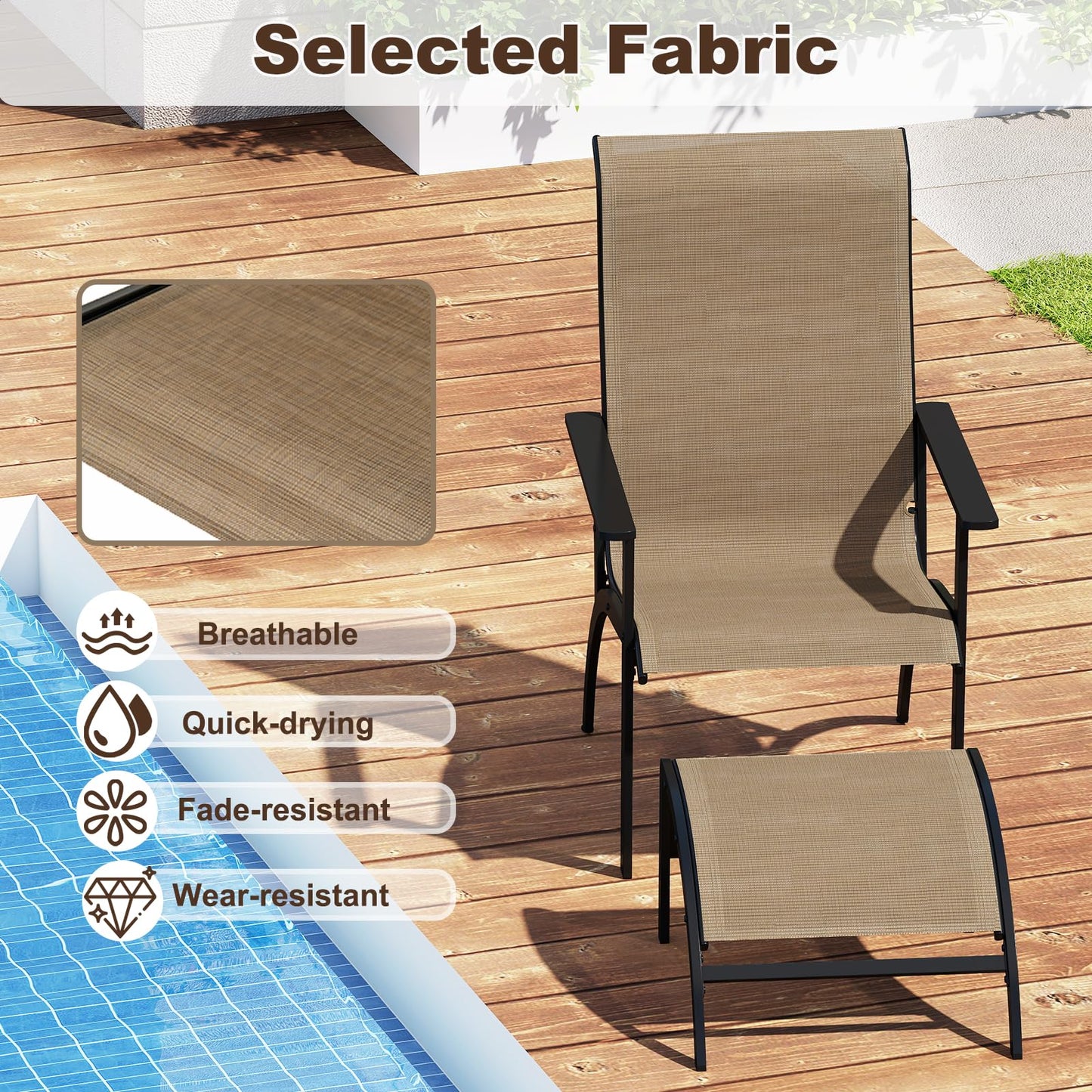 5 Pieces Adirondack Chair Set with Ottomans and Side Table