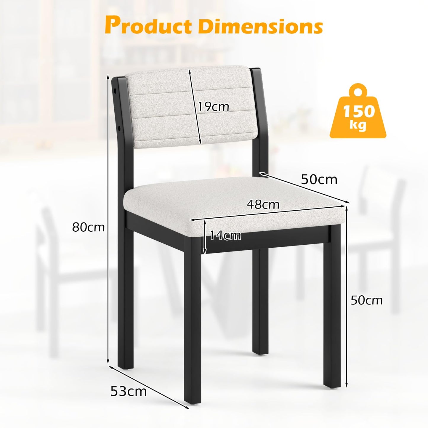 Imitation Lamb Fleece Home Chair with Upholstered Seat and Rubber Wood Legs