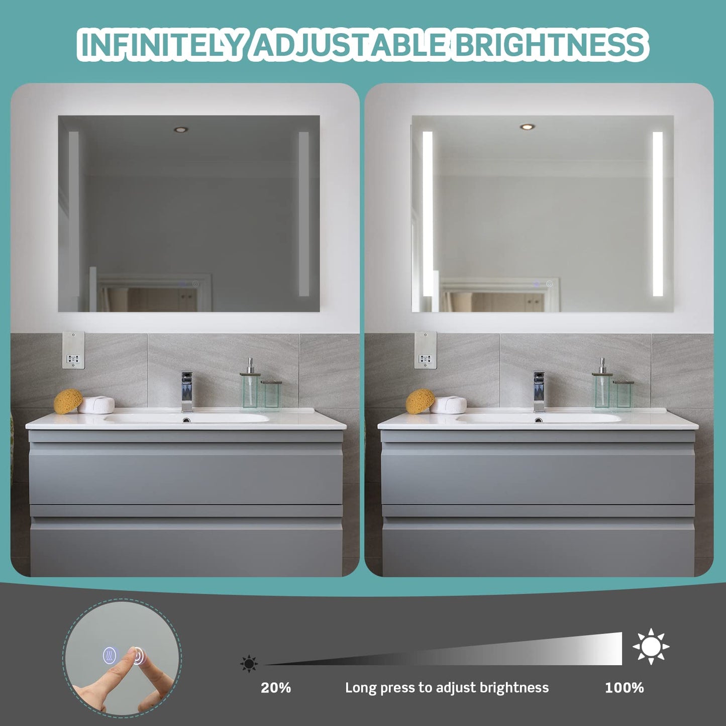 80x60cm LED Illuminated Bathroom Mirror