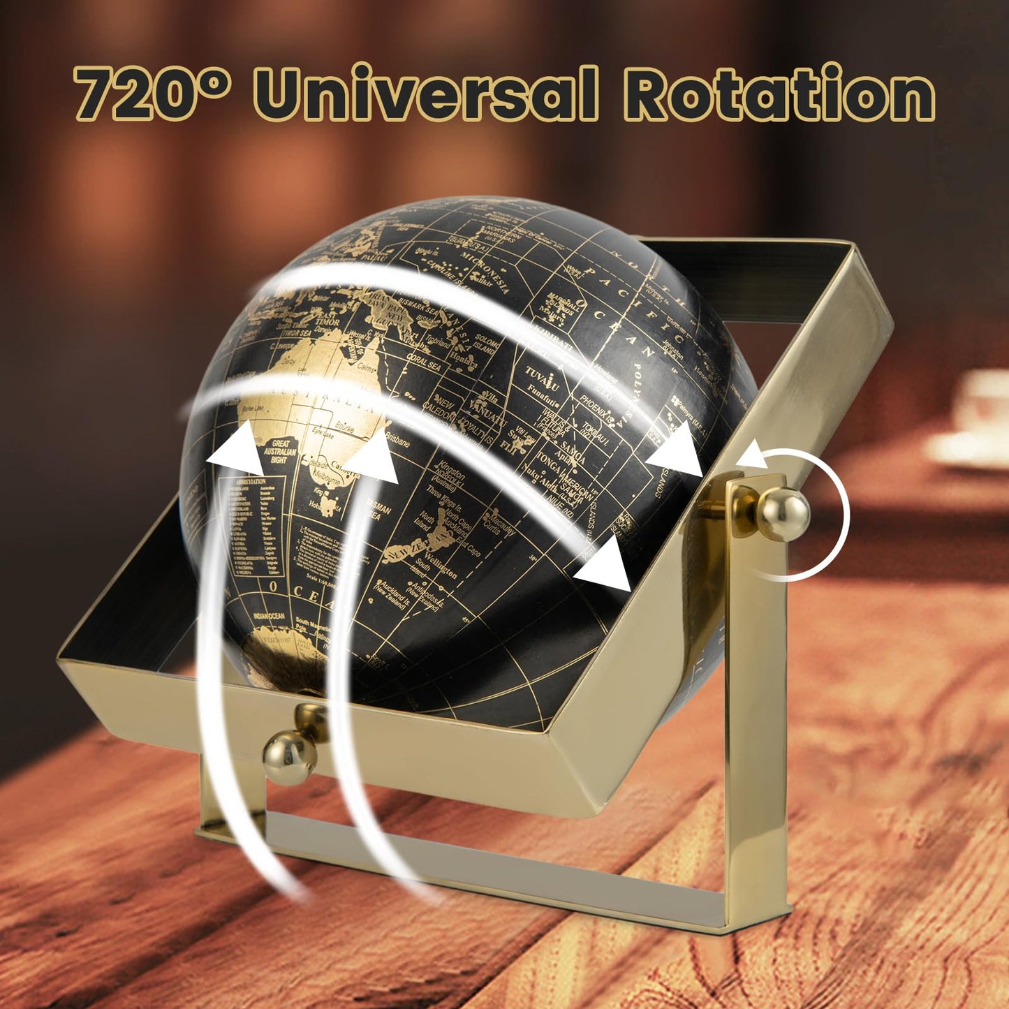 Giantex 25cm World Globe 720° Rotating Antique Earth Map with Square Frame Stand