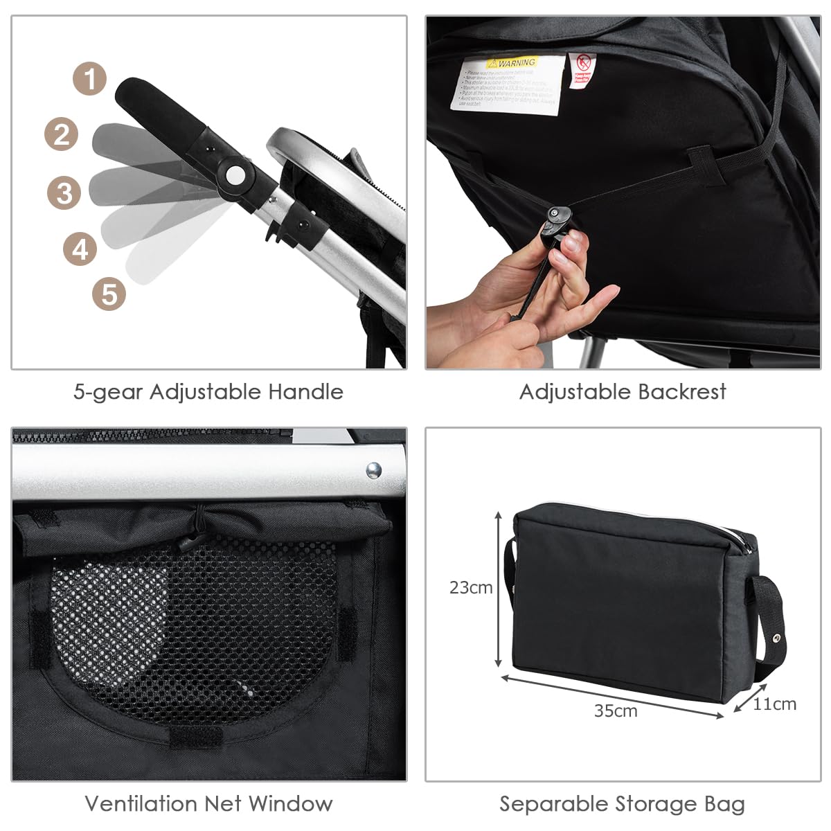 Foldable Infant Stroller with Rain Cover