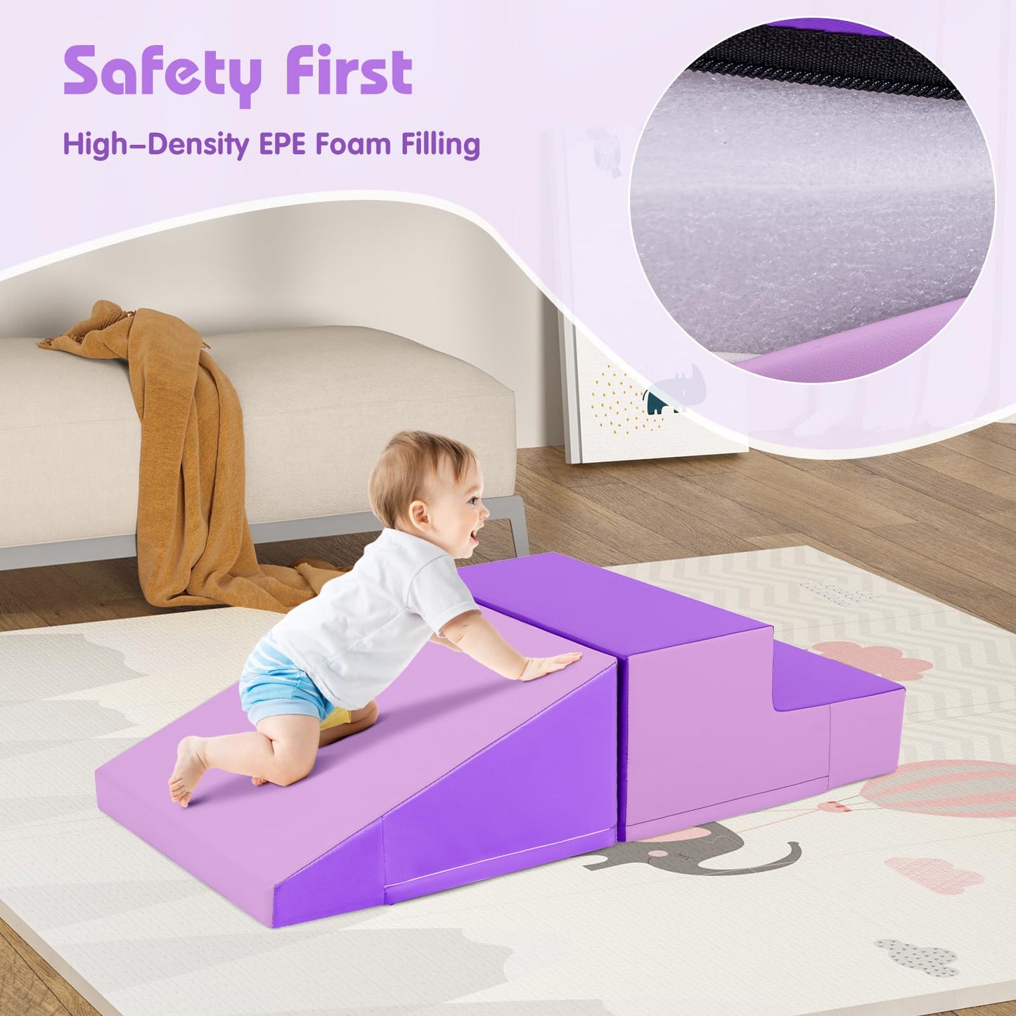 Toddler Climb and Crawl Foam Play Set Stairs and Ramp Software Activity Toys