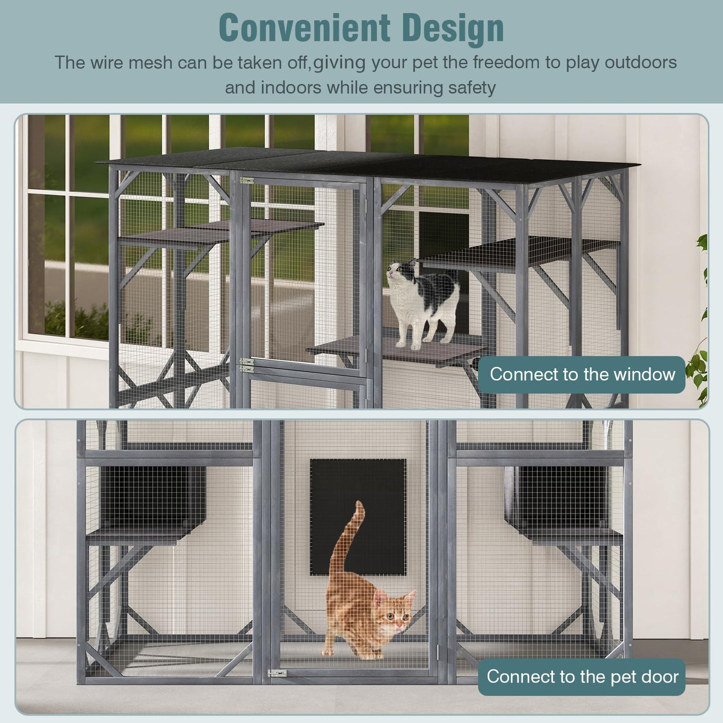 Large Outdoor Cat House with 7 Jumping Platforms