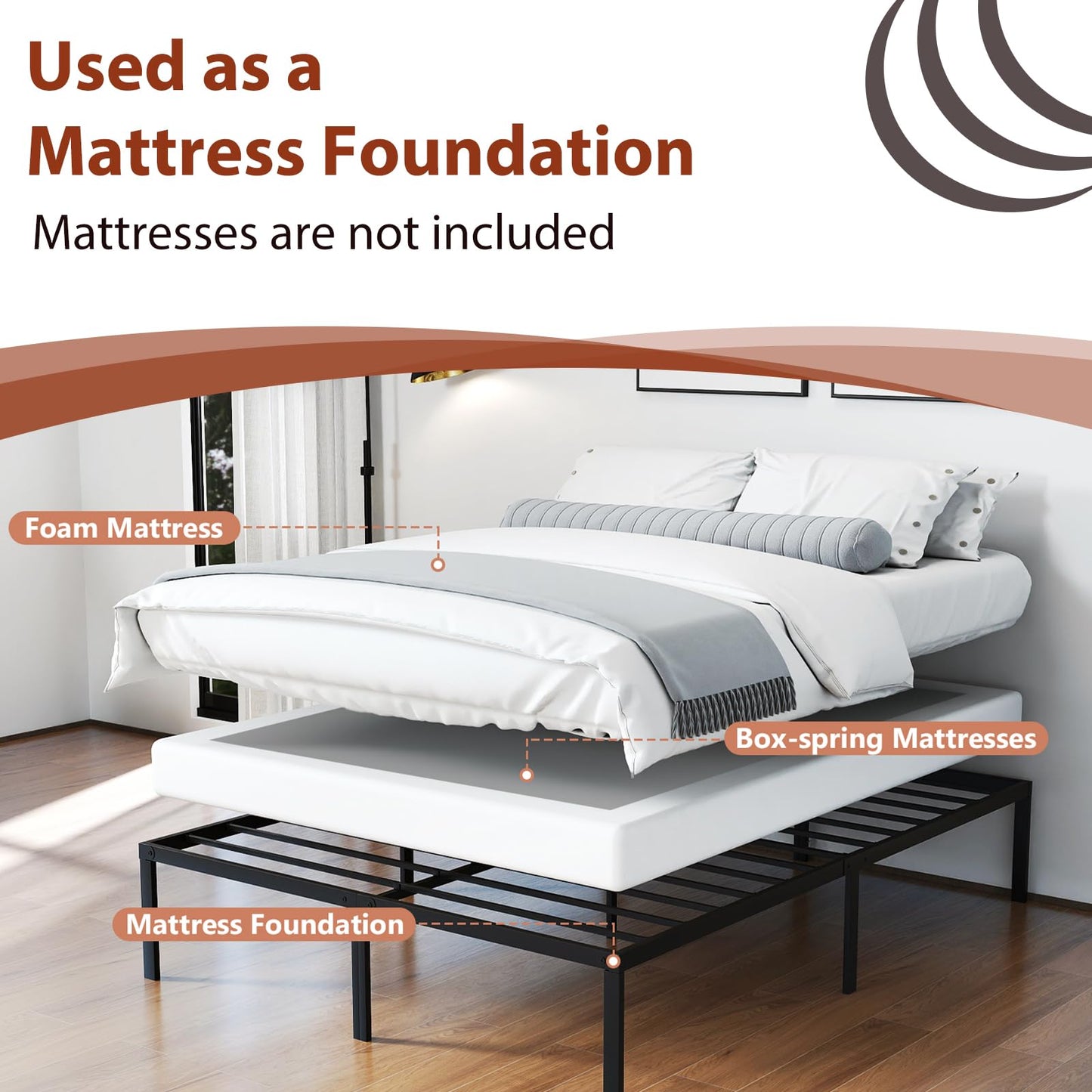 King and Double Size Heavy Duty Metal Platform Bed Frame