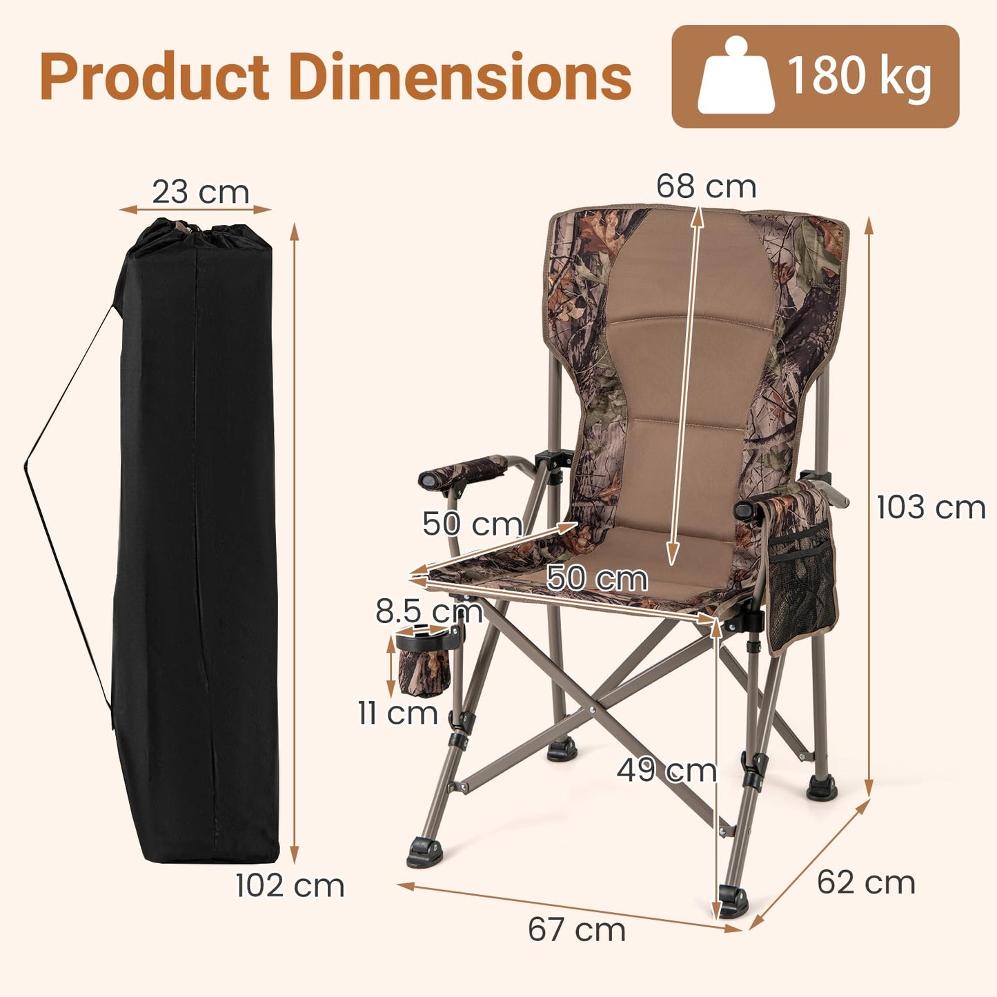 Lightweight Director Chair with Anti-Slip Feet & Cup Holder