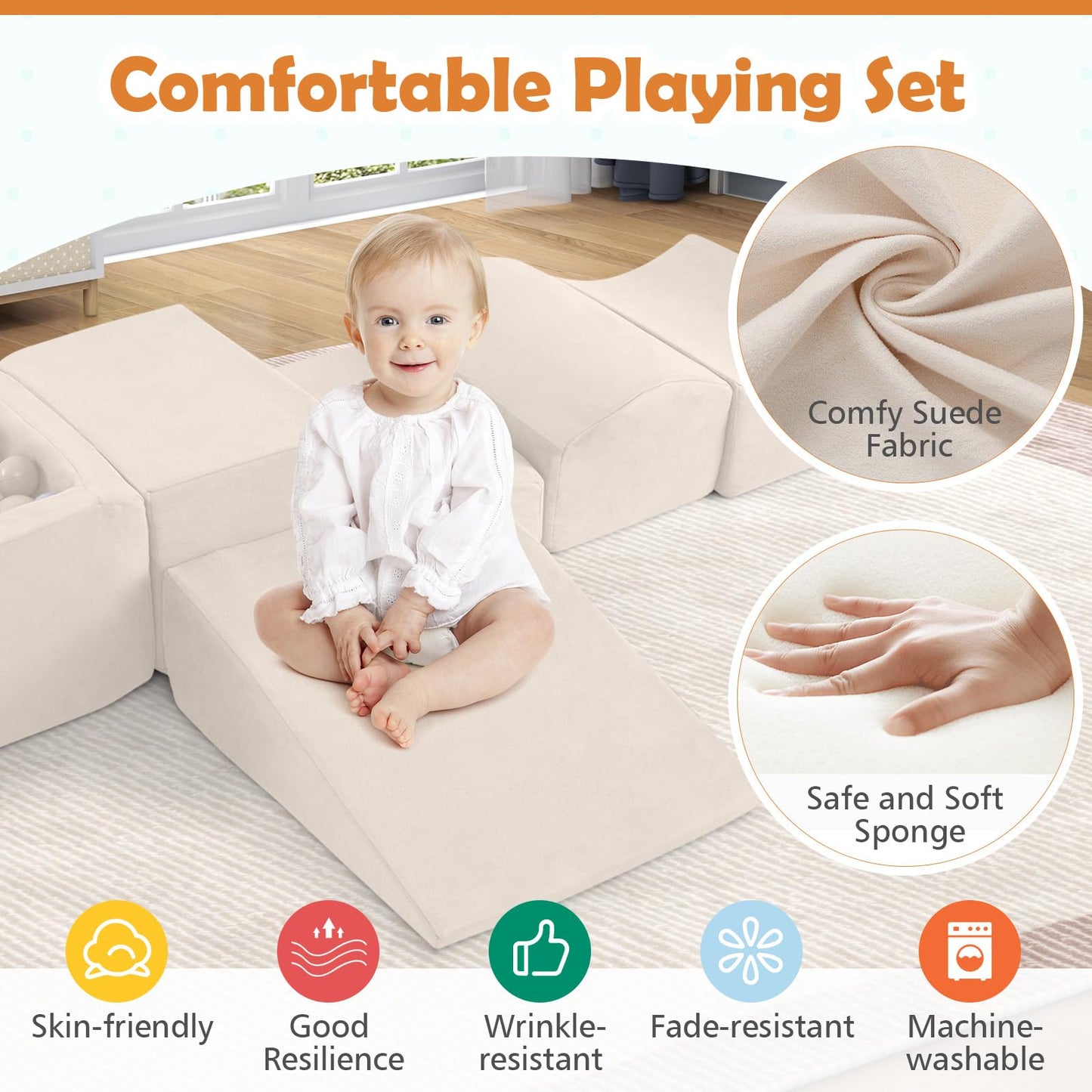 5 Piece Climb and Crawl Playset with Ball Pit for Kids