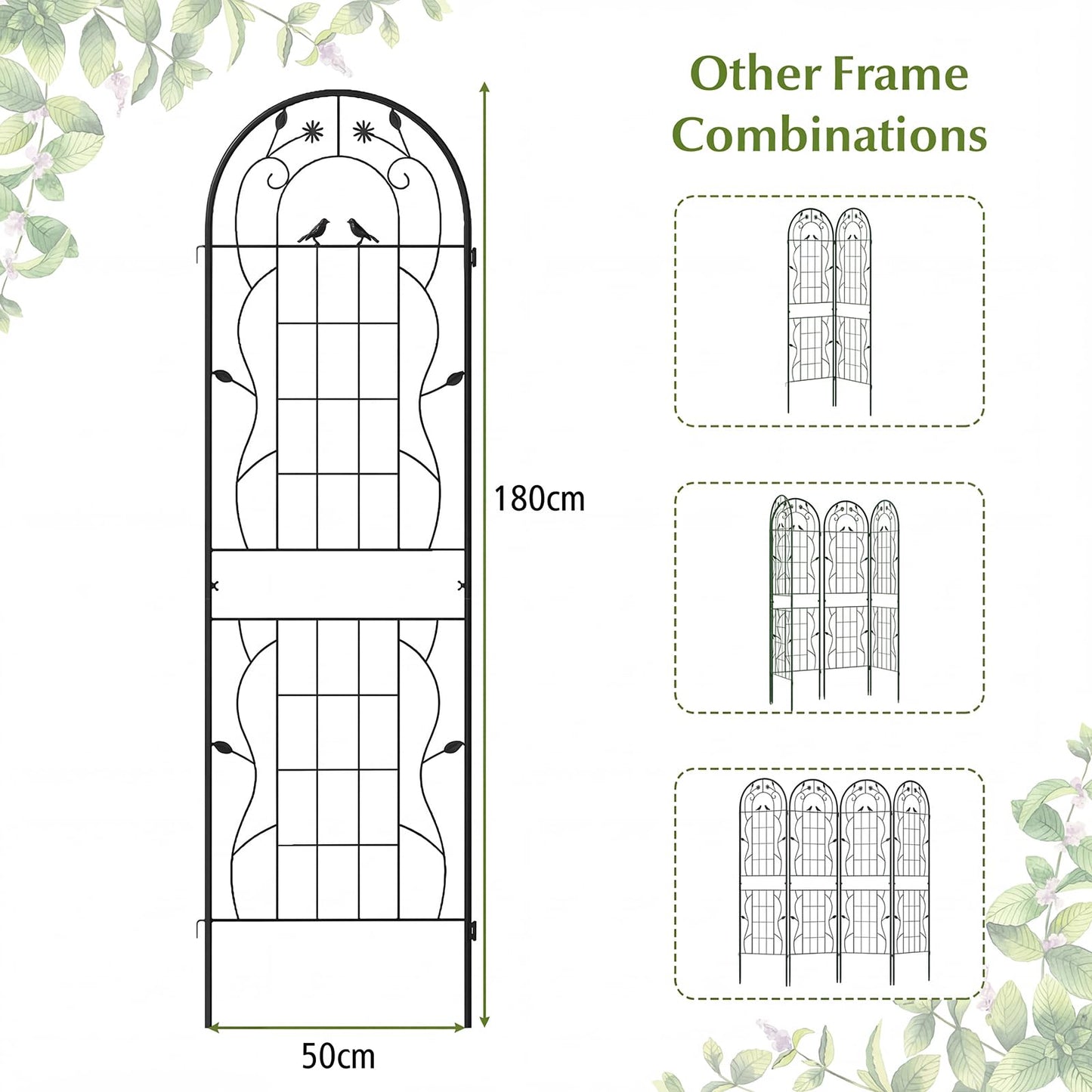 2/4 Pack Garden Trellis, 180/220 x 50cm Galvanized Steel Trellis for Climbing Plants