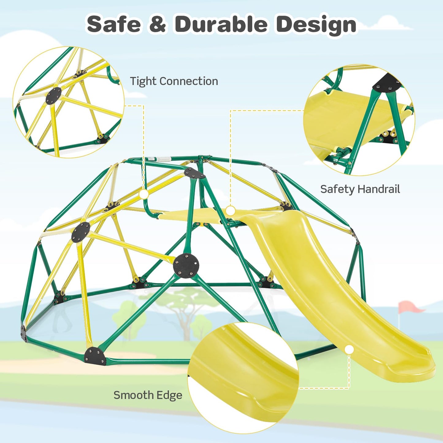 Toddler Climbing Frame Monkey Bar Jungle Gym with Fabric Cushion