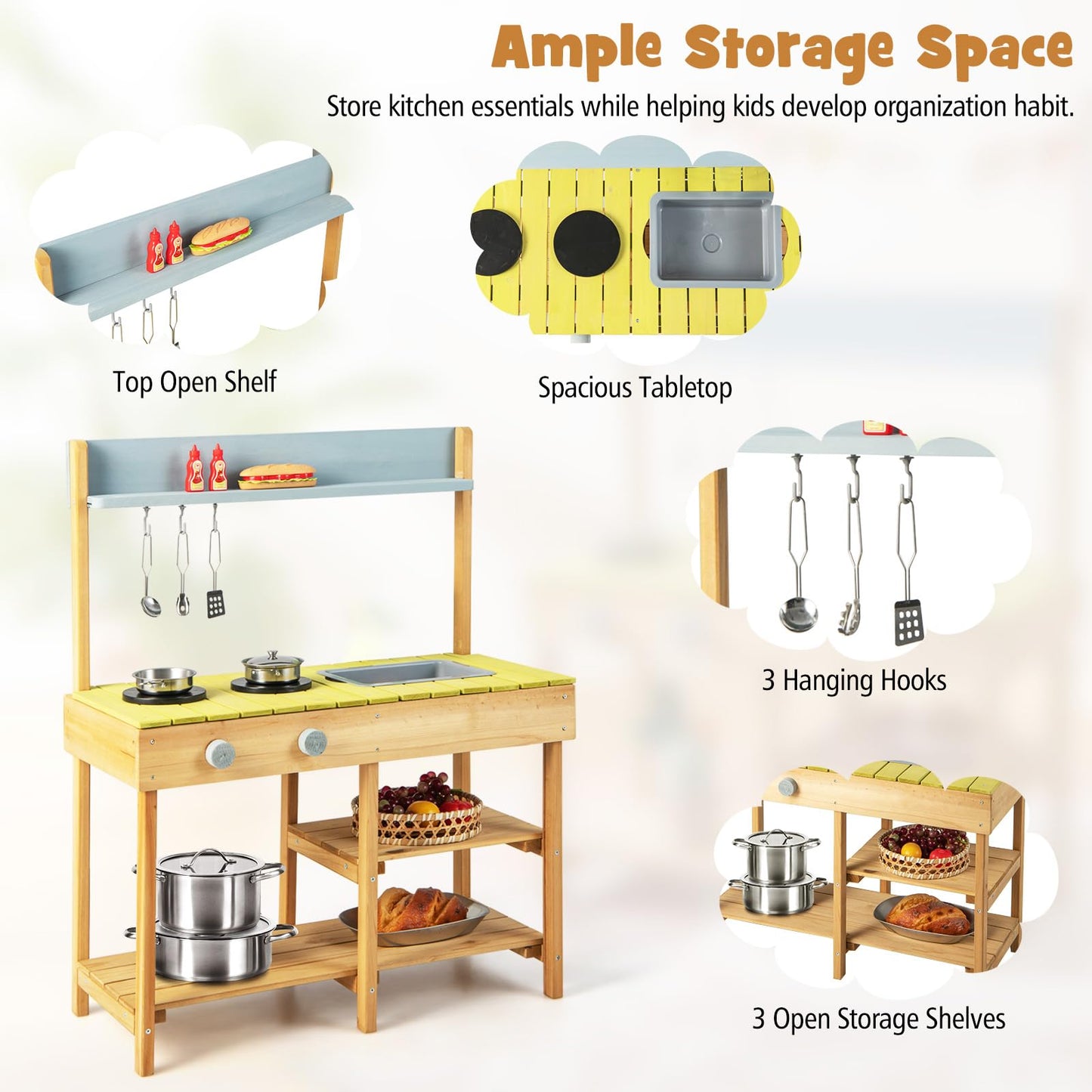 Outdoor Mud Kitchen Set with Removable Water Box