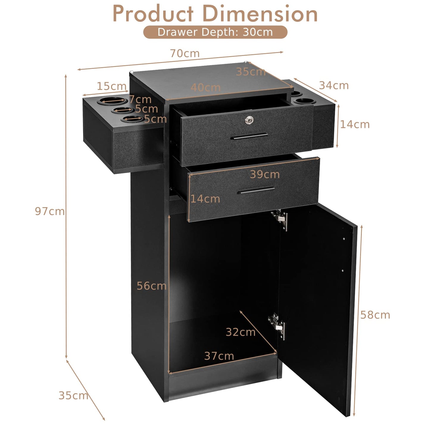 Beauty Salon Storage Cabinet with 6 Hair Dryer Holders