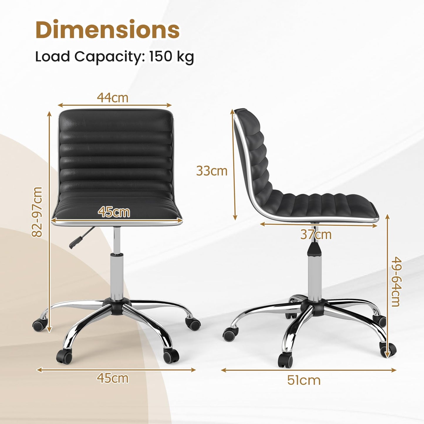 Adjustable Office Chair with Swivel Seat and Universal Wheels