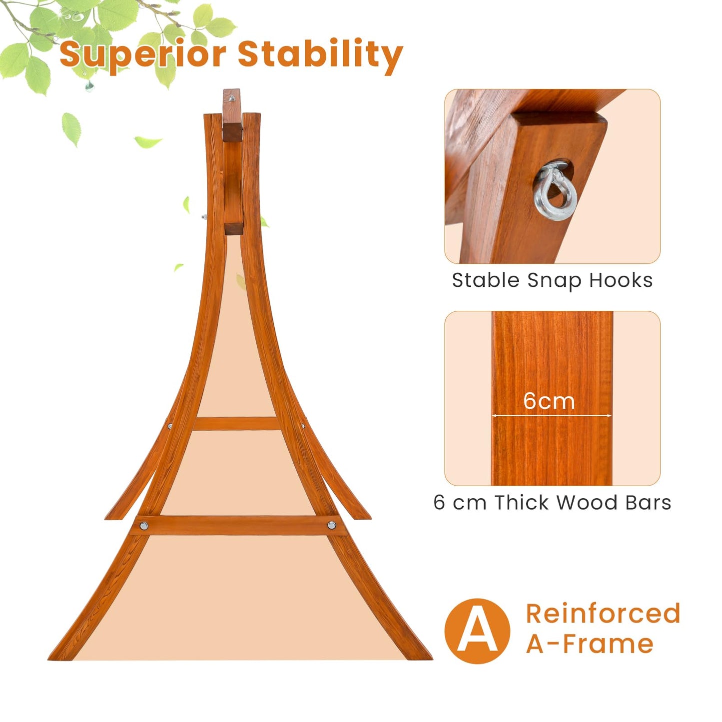 Solid Wood Garden Swing Stand Frame