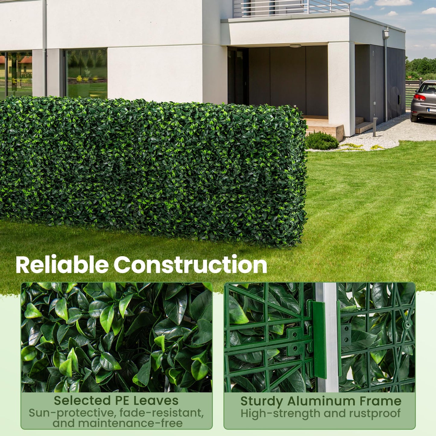 Artificial Plant Wall with Realistic Gardenia Leaves and Aluminum Tubes