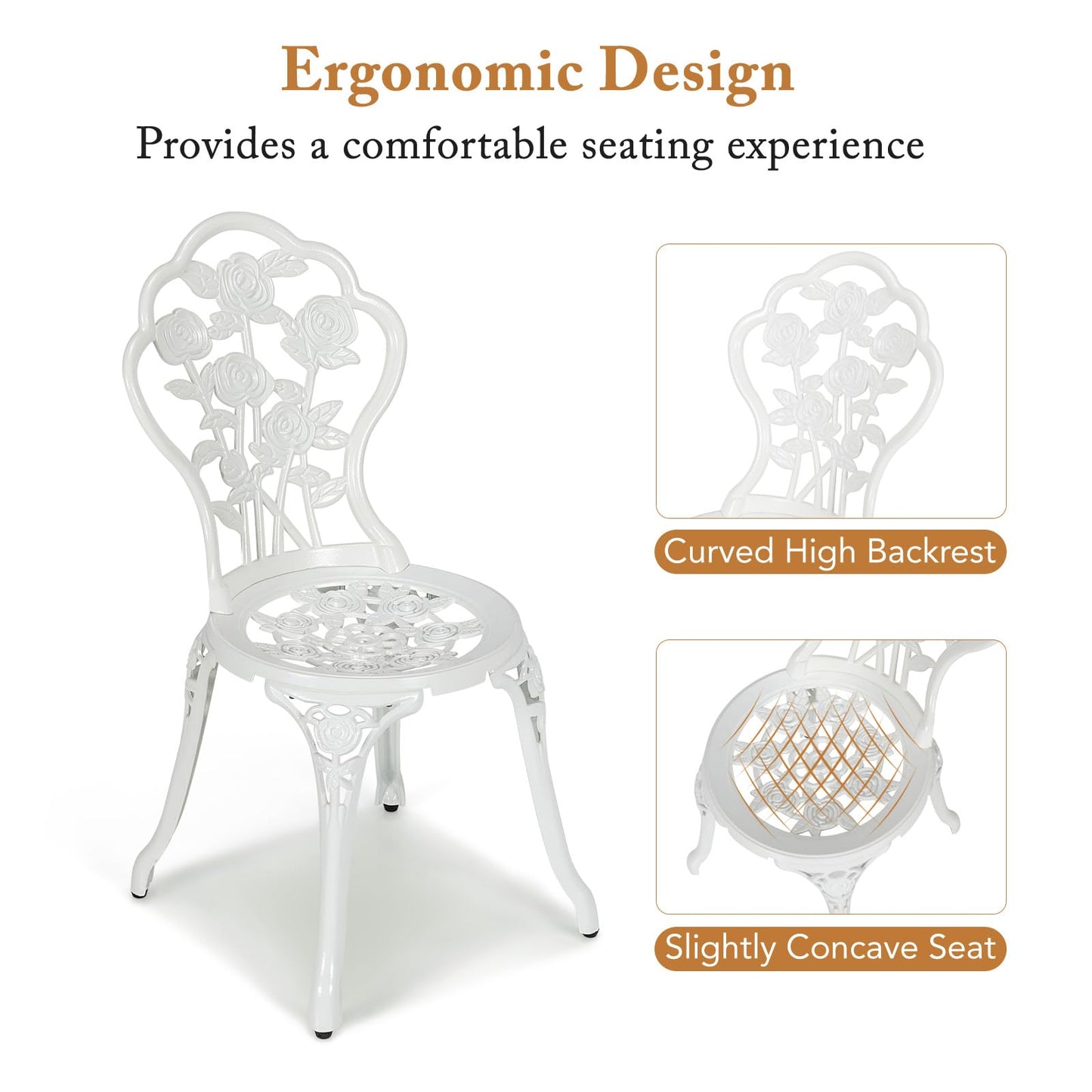 3 Pieces Aluminium Round Garden Dining Table and 2 Chairs with Umbrella Hole