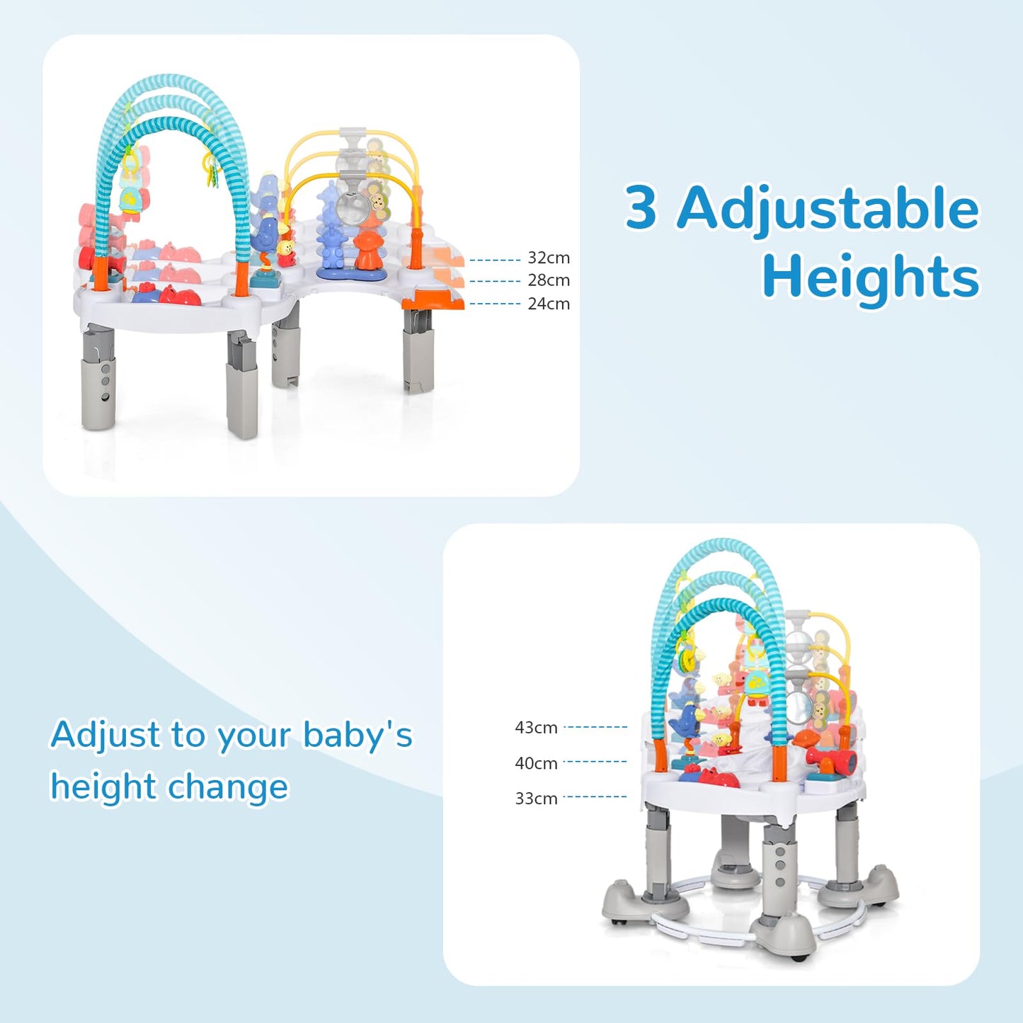 4-in-1 Baby Walker with 3-Level Adjustable Height