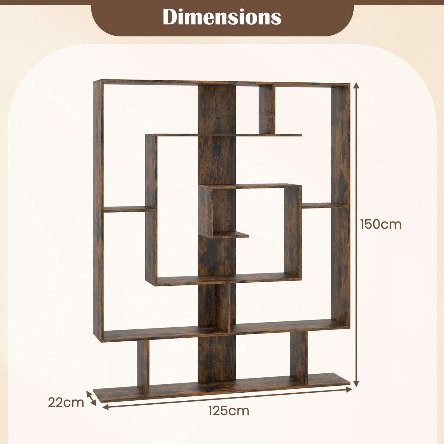 7 Tier Geometric Bookshelf with 2 Anti-Tipping Kits