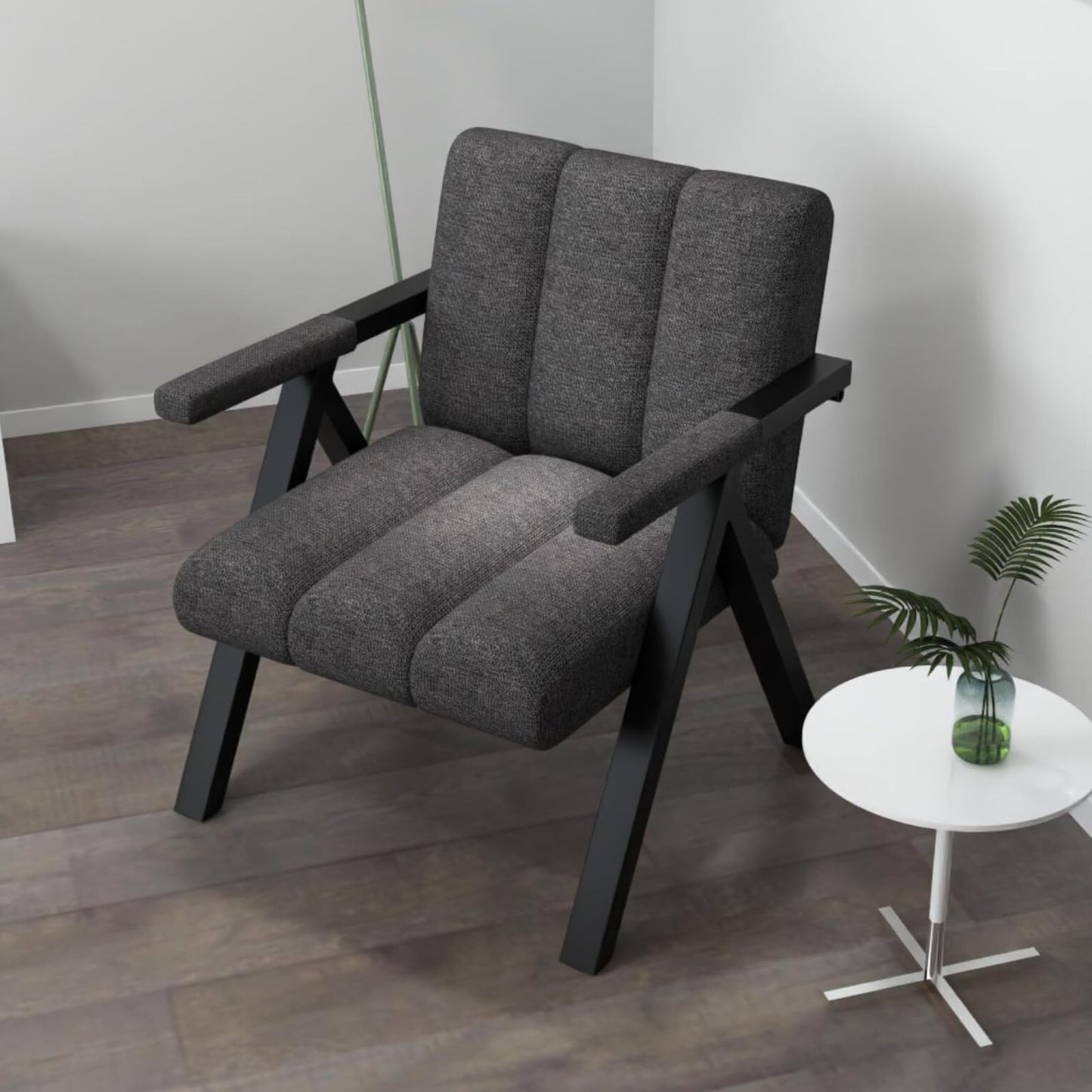 Oversized Accent Chair Upholstered with Metal Frame and Armrests
