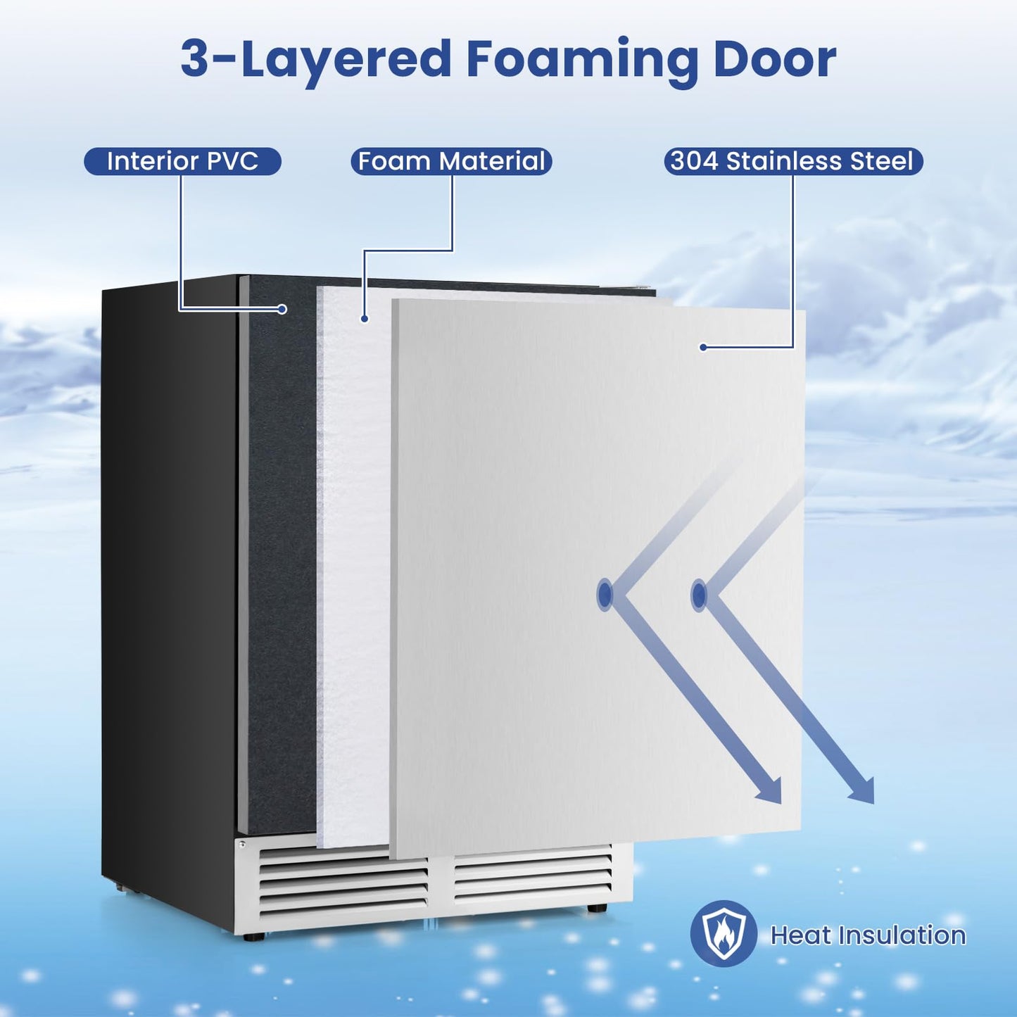 140L 190 Cans Freestanding Wine Cooler with Reversible Door