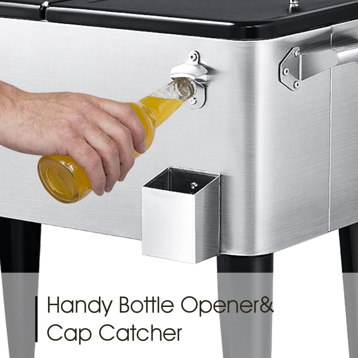Giantex 80-Quart Rolling Ice Chest Stainless Steel Beverage Cooler Cart with Wheels Bottle Opener