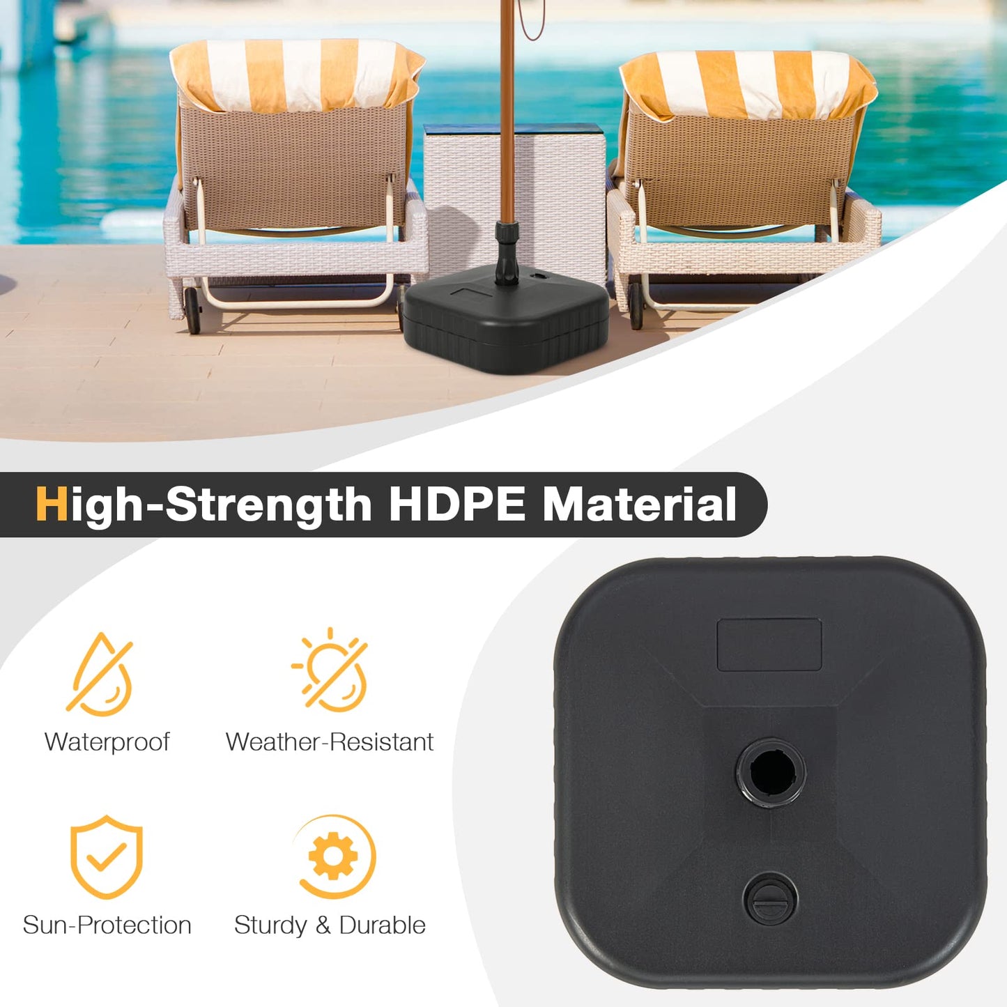 Heavy-Duty Patio Parasol Umbrella Stand Fit 38 mm Umbrella Poles