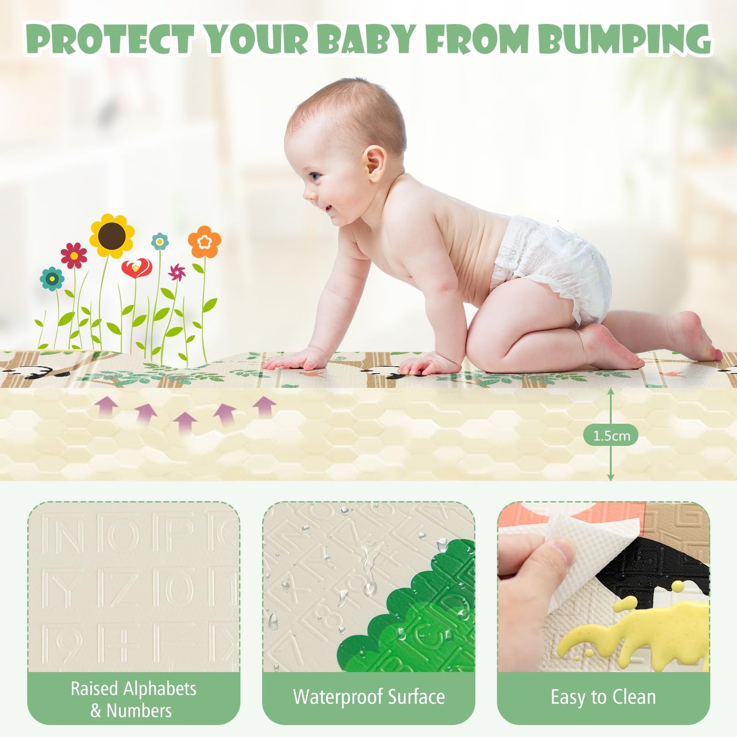 Double-Sided Extra Large Foam Playmat with Carrying Bag