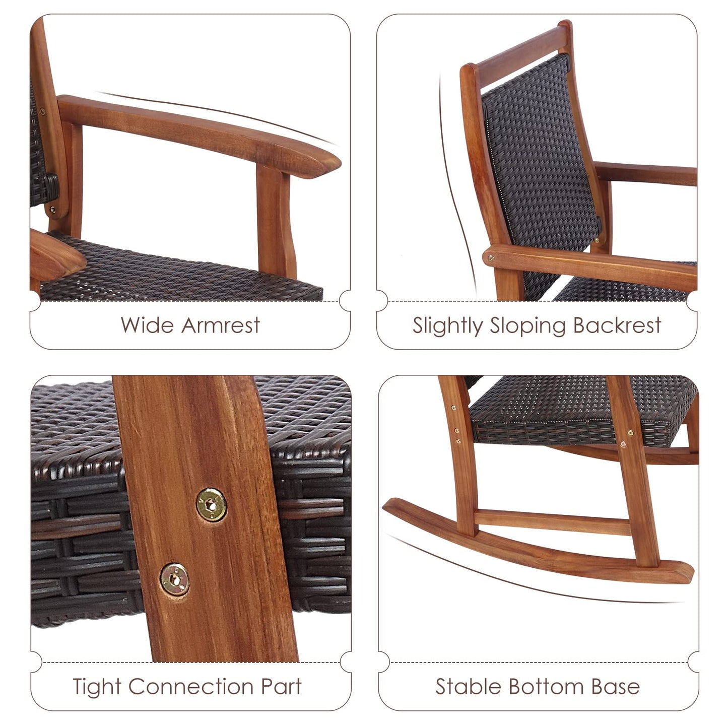 3 Piece Outdoor Rocking Table Chairs Set