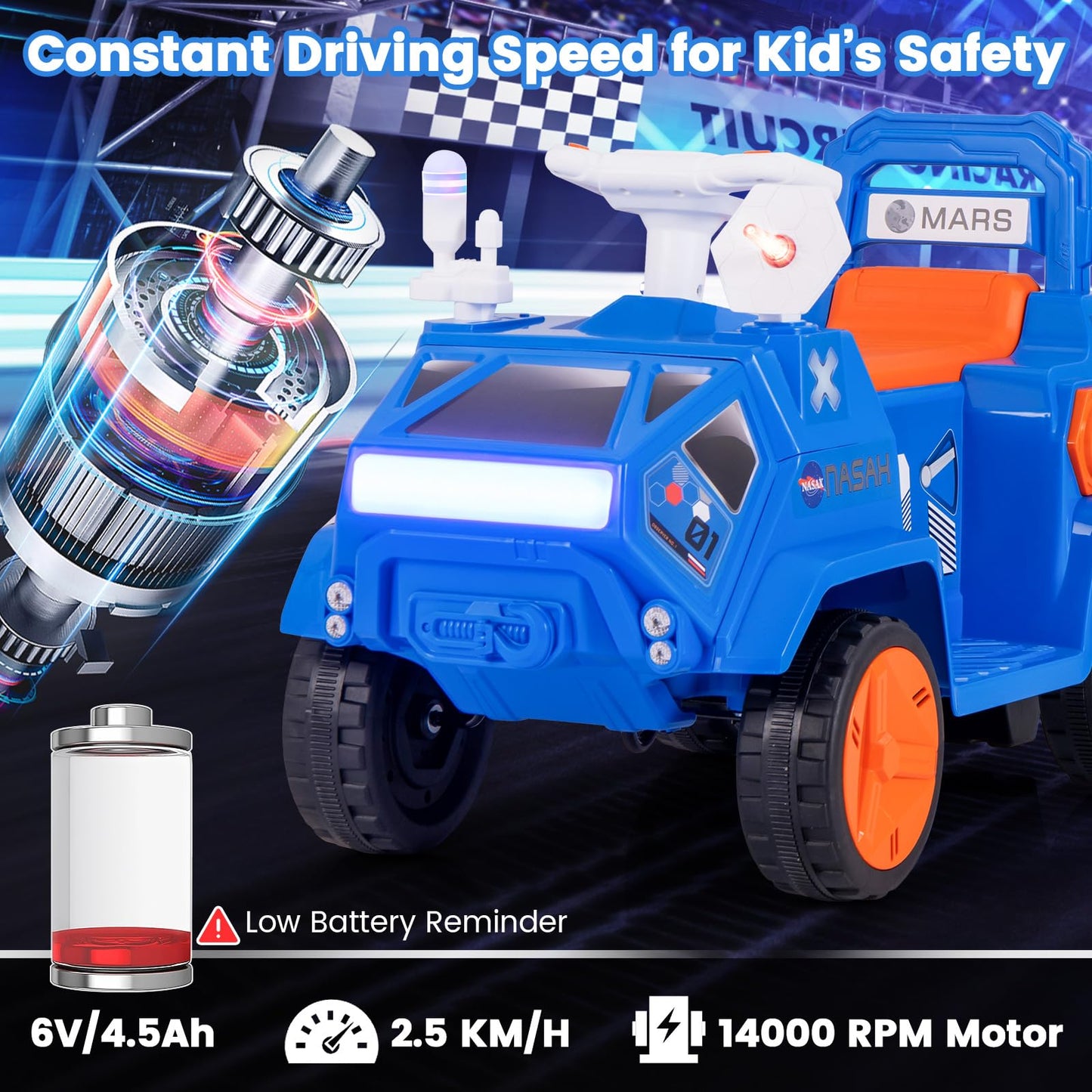 6V Kids Ride on Car Electric 4-Wheeler for Kids with Music