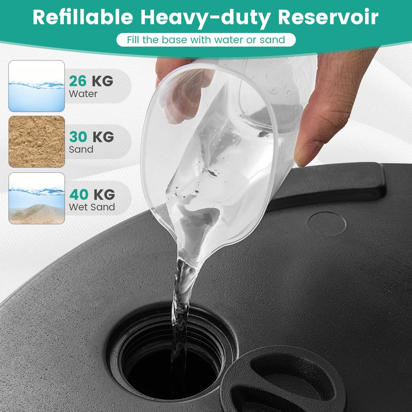 Weighted Patio Umbrella Base with 2 Adjustable Knobs for Garden