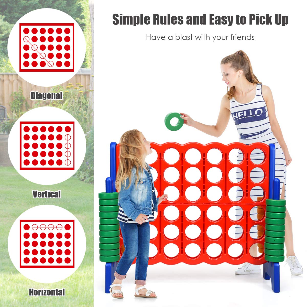 Giant Connect 4 with 42 Jumbo Rings & Quick-Release Slider