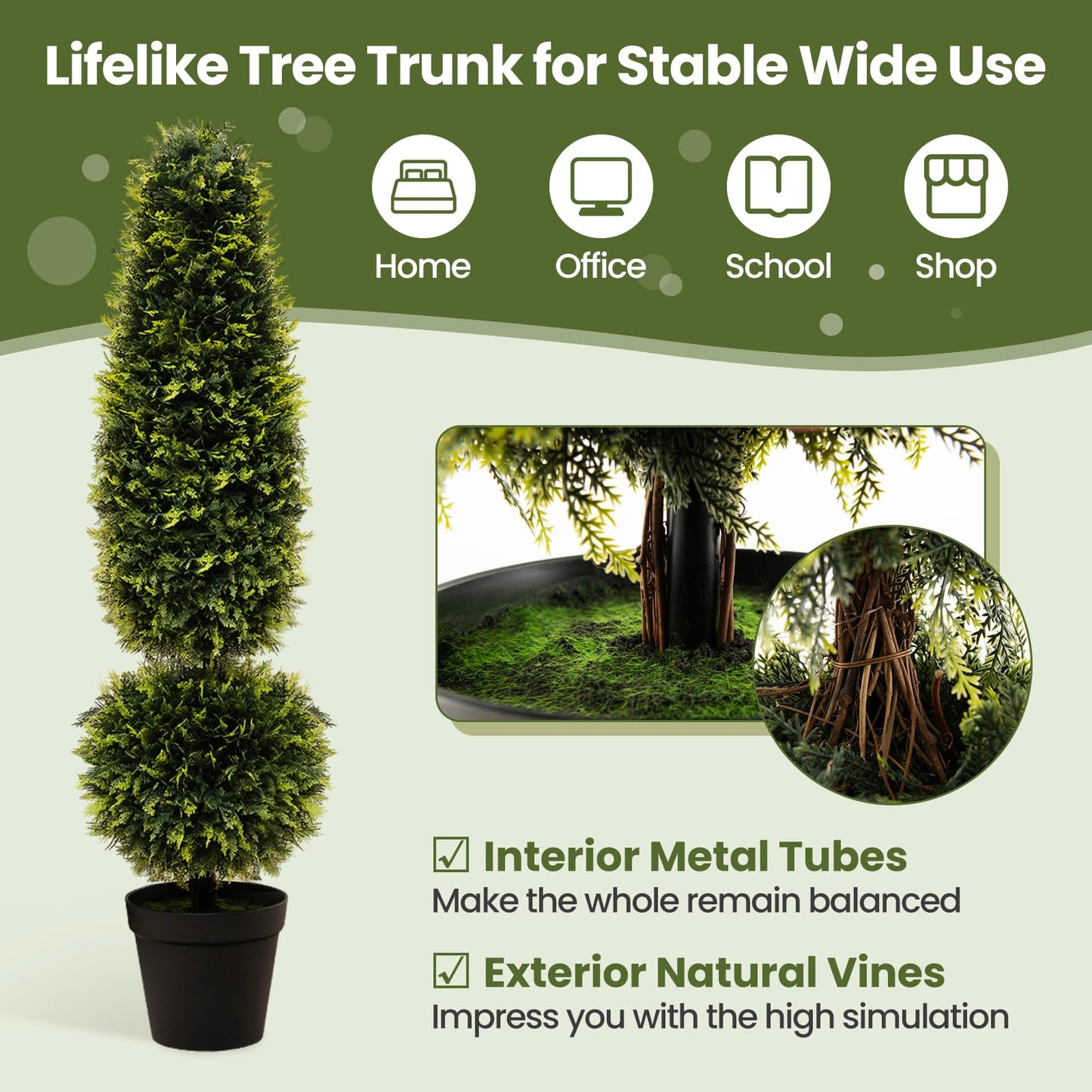 120 CM Artificial Boxwood Topiary Tree with Cement-Filled Flowerpot
