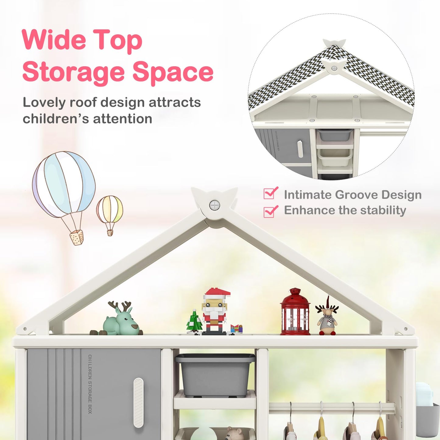 Kids Costume Storage Closet with Storage Bin