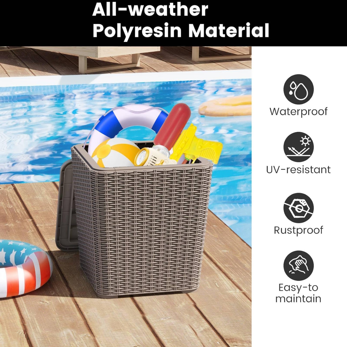 Waterproof Deck Boxes with Removable Sit-on Lid