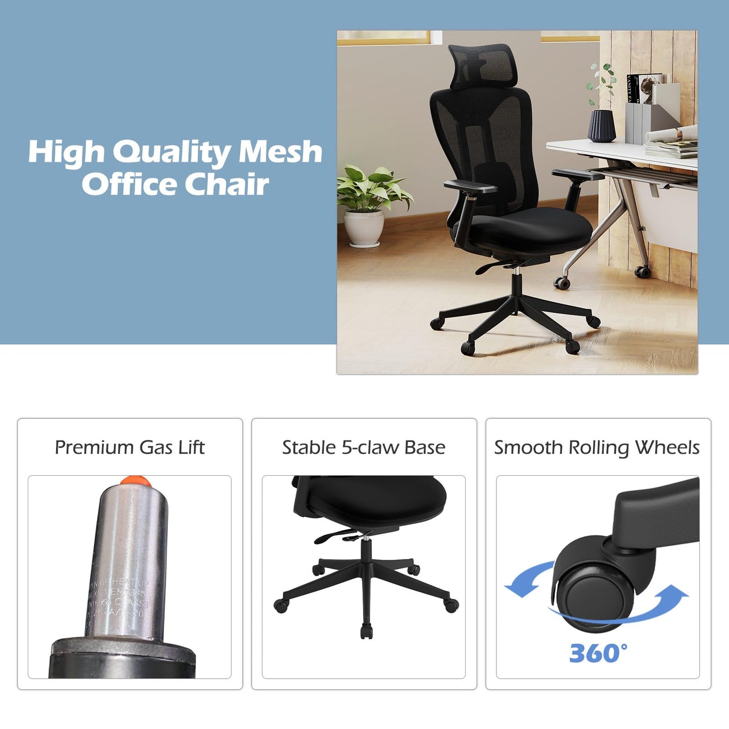 Ergonomic Mesh Office Chair High Back Executive Chair with Adjustable Lumbar Support