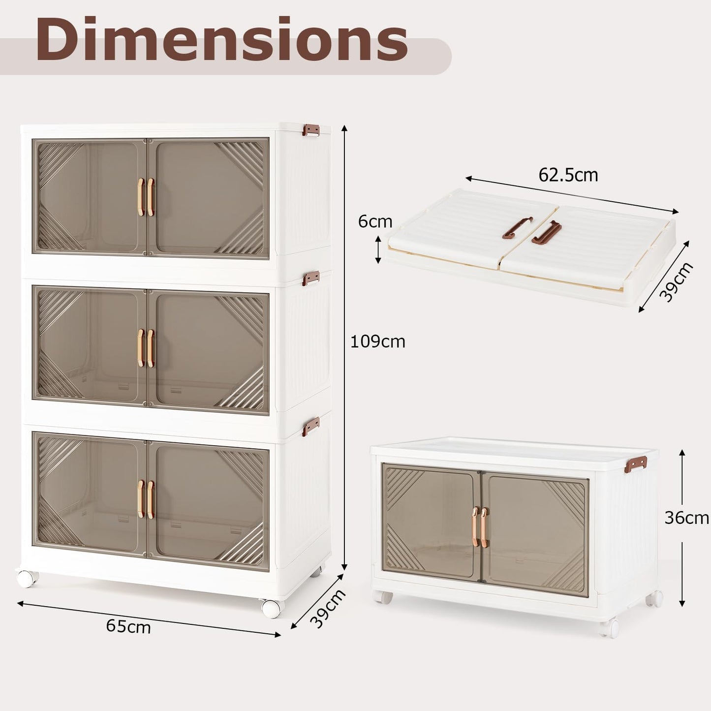 Stackable Storage Containers with Wheels and Doors for Bedroom